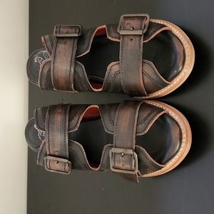 Freebird by Steven 'Caprice' Black Distressed Leather Buckle Sandals Size 7 NWOB